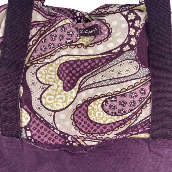 Thirty-One Purple Paisley Heavy Fabric Retro Metro Large Tote Overnight Bag 20" - Picture 2 of 8
